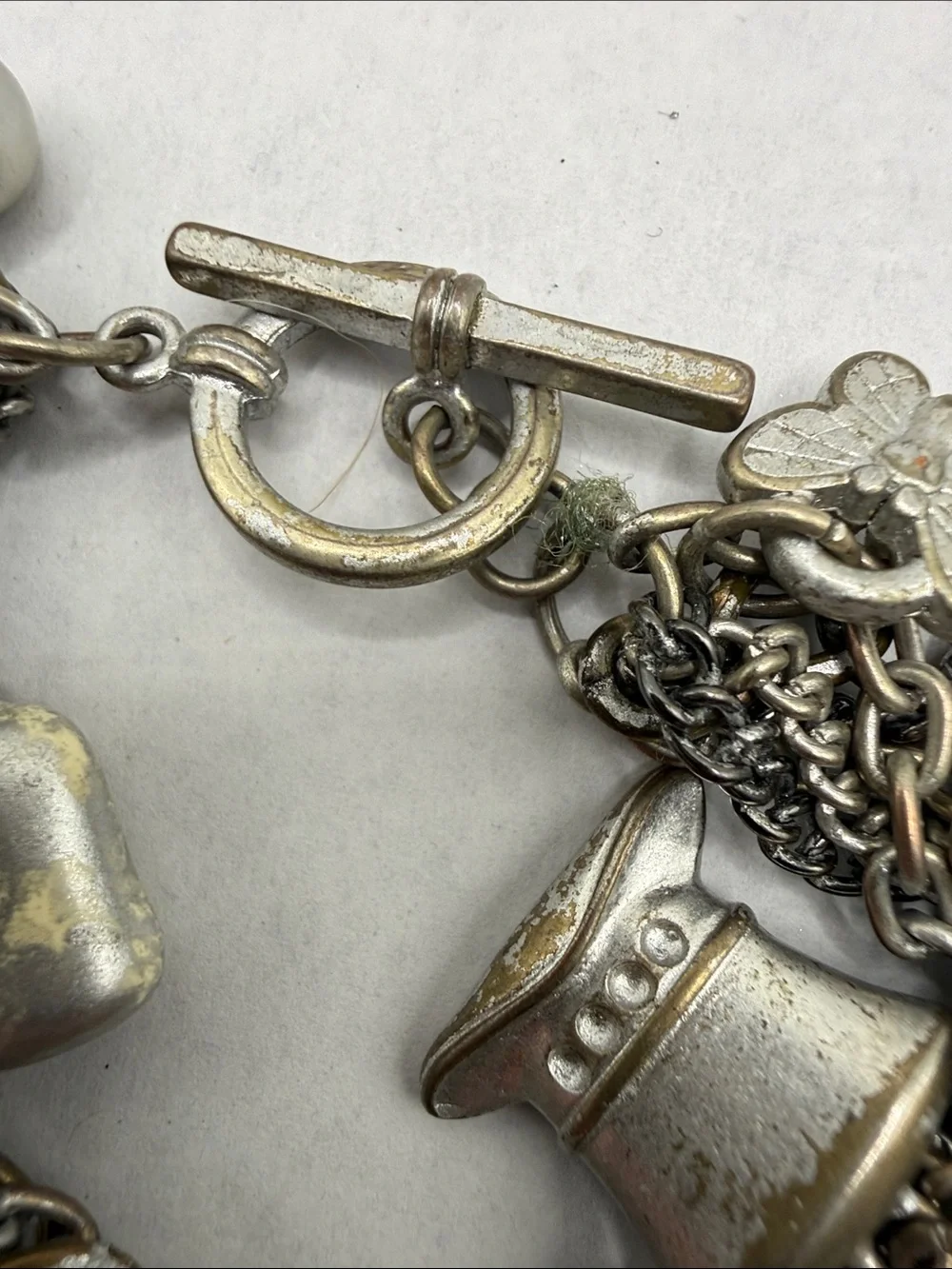 Alice & Wonderland Silver tone Charm Bracelet rabbit Playing Cards Charms as is